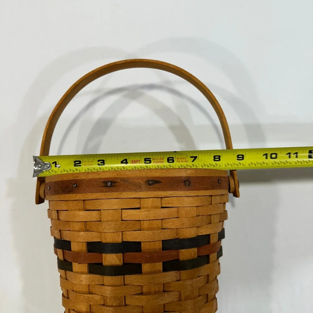 Longaberger Handwoven Wall Hanging‎ Basket 1993 Brown Navy Accents | Farmhouse